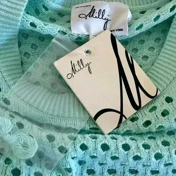 Milly of New York NWT Seaglass Yulia Net Dress Bodycon Knit Size S - Picture 3 of 7